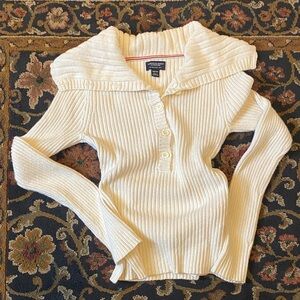 vintage y2k American Eagle Outfitters collared ribbed cream sweater